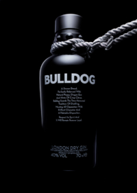 bulldog gin bottle advertising photography