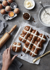 hot cross buns and ingredients flatlay wow pictures