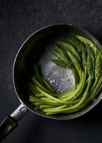 steamed wild asparagus with sea salt