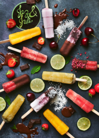 jaz and juls mixed flavoured ice lollies styled flat lay
