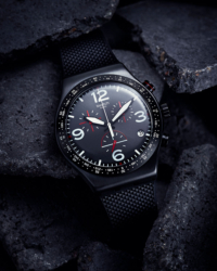 mens swatch editorial outdoor watch on concrete